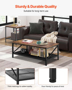 VEVOR 3 Pieces Living Room Table Sets, 41.3 in Industrial Coffee Table with 2 Square End Side Tables, Easy Assembly Coffee and End Tables Sets with Metal Legs, for Office, Living Room & Apartment