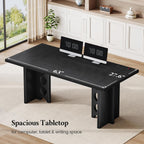 Dining Table for 4 People, Rectangle Kitchen Table with Elegant Design Legs, Modern Dining Room Tables for Small Space, Easy to Assemble, Pretty Sturdy, Heavy Duty (Black)