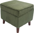 FAGAGA Storage Ottoman with Adjustable Lid, Corduroy Foot Rest | Soft Step Stool, Footrest and Seat, Big Ottoman for Living Room, Bedroom, Dorm, Green