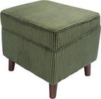 FAGAGA Storage Ottoman with Adjustable Lid, Corduroy Foot Rest | Soft Step Stool, Footrest and Seat, Big Ottoman for Living Room, Bedroom, Dorm, Green