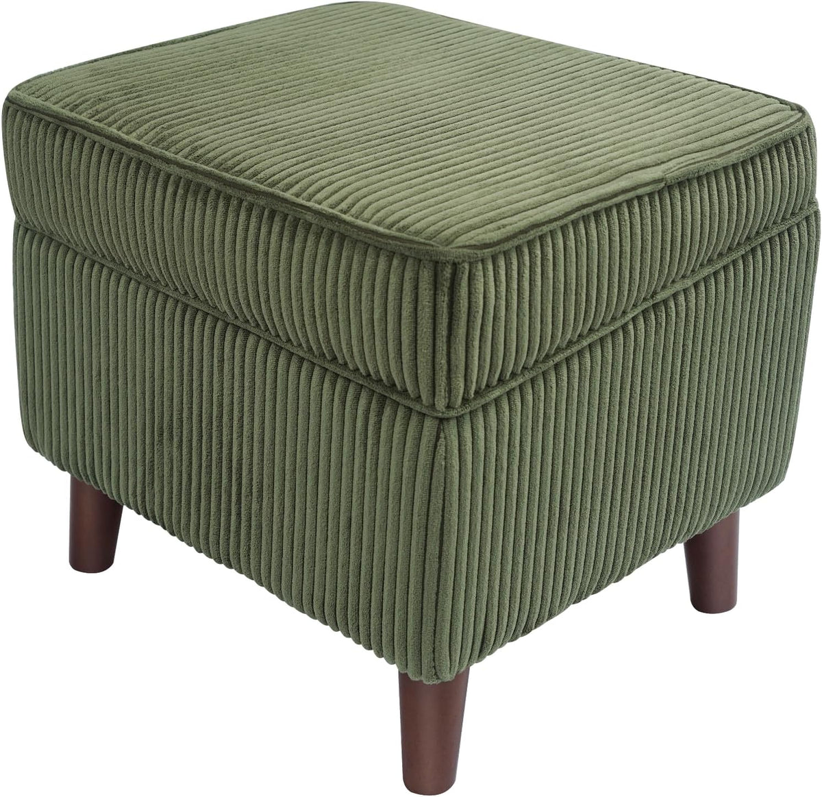 FAGAGA Storage Ottoman with Adjustable Lid, Corduroy Foot Rest | Soft Step Stool, Footrest and Seat, Big Ottoman for Living Room, Bedroom, Dorm, Green