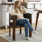 Squireewo Barrel Dining Chairs Set of 2, Modern Dining Room Chairs with Curved Backrest, Kitchen Chairs with Solid Wood Legs, Comfortable PU Leather Upholstered Seat, Adjustable Foot Pad, Dark Grey
