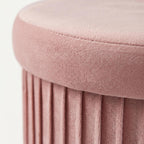 Relaxdays Velvet Stool with Storage Space Padded Foldable H 38 x D 38 cm Round Side Stool Pink