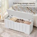 VANKILEY 47.2" Storage Chest Extra Large, Storage Bench.(White) | Wooden storage chest with 2 hinges,47.2"Lx15.7"Wx19.1"H.Storage bench for bedroom,living room,entryway and blanket storage