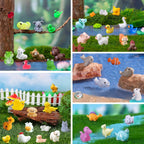 45-Piece Mini Resin Animals, 45 Styles Resin Animals Variety Pack for Dollhouse Fairy Garden Miniature Accessories Home Landscape Aquarium Hide DIY Crafts Decor Gift Giving