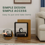 POVISON Minimalist Side Table,17.71" Wood End Table with Storage for Small Spaces,Nightstand for Living Room, Bedroom, Office,Rustic Brown and Classic Black