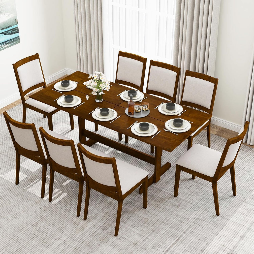Giantex 71" Dining Table for 6-8, Large Kitchen Table with H-shaped Rubber Wood Leg and Wood Grain Tabletop, Reinforced Back Support, Non-slip Foot Pads, Dinner Tables for Living Room, Office, Dinette