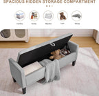 51" Storage Ottoman Bench, Velvet Large End of Bed Bench with Arms, Modern Storage Bench for Living Room, Bedroom, Entryway, Window, Holds up to 500 lb