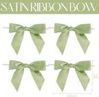 AIMUDI Sage Green Satin Ribbon Twist Tie Bows 3.5" Pretied Bows Premade Bows for Treat Bags Crafts Gift Wrapping Basket Wedding Favors Cookie Candy Bagging Cake Pop Bridal Shower - 50 Counts