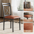 VECELO 5 Piece Dining Table Set for 4 with Chairs, Wood Grain Tabletop, Small Space, Kitchen, Breakfast Nook, Brown