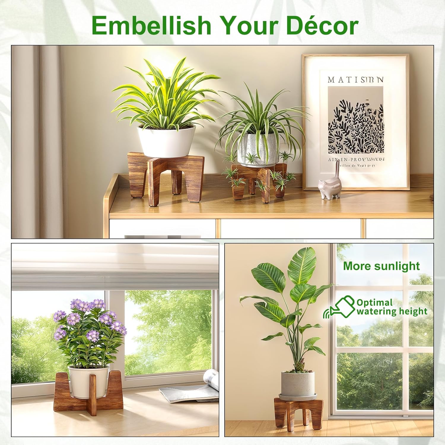 Plant Stand Indoor Outdoor, Plant Holder Sturdy Single Flower Pot Stand Planter Stand Stool Display Decorative for Desktop Counter Room (Brown 10")