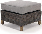 Grand patio Outdoor Patio Ottoman Footstool Rest with Premium Fabric Soft Removable Cushion Wicker Ottoman Seat for Garden Yard Lawn Poolside, Dark Brown
