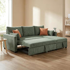 Ball & Cast 86" Sectional Sleeper Sofa Bed Pull Out Couches for Living Room | L Shaped Convertible Pull Out Sofa Bed with Reversible Storage Chaise and Side Pocket, 3-Seat Sofa for Small Space Apartment