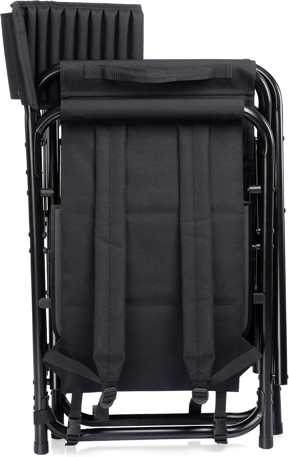 Picnic TIME Fusion Camping Chair with Side Table and Soft Cooler, Outdoor Foldable Padded Camping Chairs with Shelves, Pockets, & Cup Holder for Lawn, Beach, & Sports Use for Adults, (Matte Black)