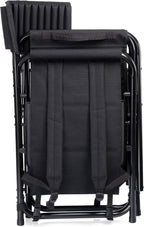 Picnic TIME Fusion Camping Chair with Side Table and Soft Cooler, Outdoor Foldable Padded Camping Chairs with Shelves, Pockets, & Cup Holder for Lawn, Beach, & Sports Use for Adults, (Matte Black)