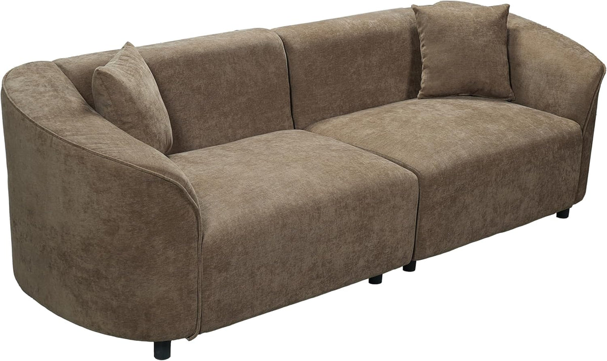 87" Curved Contemporary Sofa in Brown: Plush Seating, Streamlined Design, and Durable Frame – Ideal for Stylish Living Spaces (Brown#40)