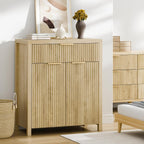 Lulive Fluted Buffet Cabinet with Storage Sideboard Cabinet Adjustable Shelves for Kitchen Living Room, Kitchen, Entryway