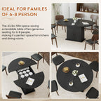 43.3in-59in Extendable Round Dining Table for 4-8, Modern Expandable Kitchen Oval Dining Table, Space Saving Circle Dining Room Table with Storage Shelf for Kitchen Living Room