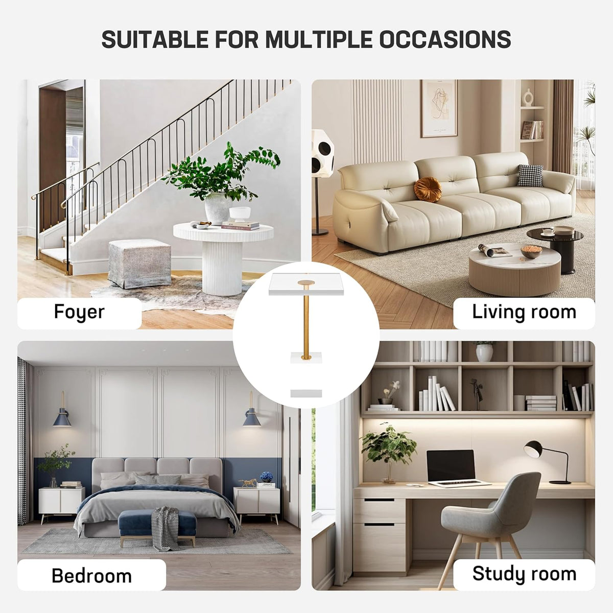 Acrylic Side Table, Acrylic End Table for Living Room Bedroom, Square Modern Side Tables with Brushed Brass Metal Support, Small Clear Drink Table/Nightstand (2pcs)