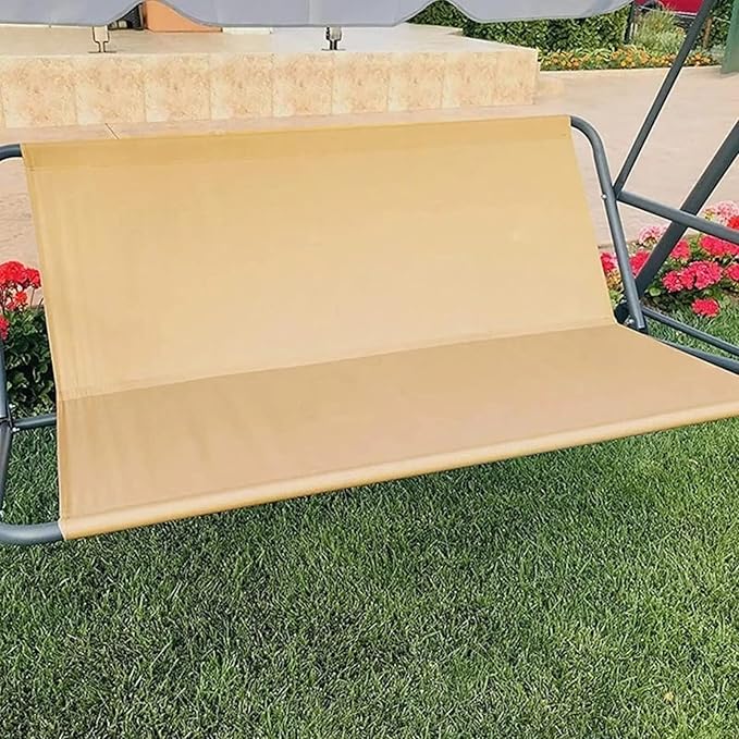 Swing Seat Cover Replacement, 600D Thickened Oxford Waterproof Chair Bench Cover for 2/3 Seat Patio Garden Swing Chair (Beige, XL - 56.7x21.7x17.7in)