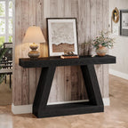 Tribesigns Farmhouse Console Table, 55-Inch Rustic Sofa Table with Storage, Industrial Wooden Entryway Table for Hallway, Living Room, Black & Brown