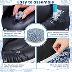 Cinnvoice 2 Pcs Inflatable Outdoor Ottoman Pouf Waterproof Round Footrest with Handle D21 x H9 Inch Indoor Outdoor Portable Footstool for Patio Garden Camping or Home Pool(Retro)