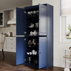 Palace Imports Solid Wood Kitchen Pantry Cabinet - 71.5" Tall x 32" Wide - Wooden Storage Cabinet with 4 Doors & Adjustable Shelves, Navy Blue, 100% Renewable Eco-Friendly Wood, Made in Brazil