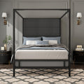 Queen Size Modern Black Canopy Bed with Tall Headboard