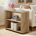 Tribesigns Narrow Side Table, 3-Tier End Table for Living Room, Small Fluted Nightstand with Storage Shelves, Farmhouse Bedside Table for Bedroom, Small Spaces, Sofa Couch, Natural