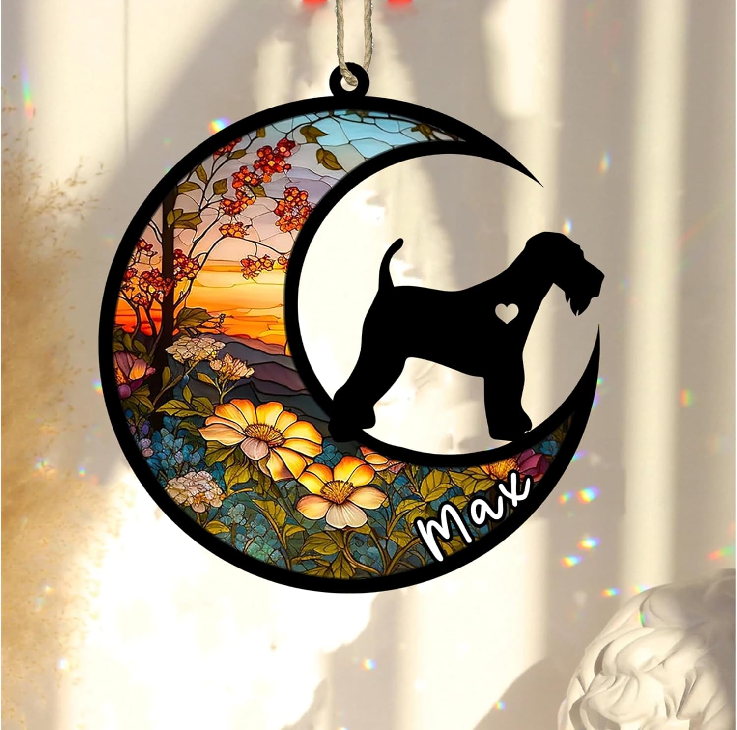 Personalized Dog Memorial, Custom Name Airedale Terrier Dog Christmas Ornament with Name, Custom Breeds, Pet Loss Light Catcher, Gifts for Lovers Loss of Pet Sympathy on Mothers Day Christmas