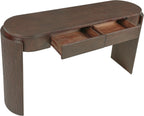 LKTART 55" Sofa Table with Oval Top and 2 Drawers, Entryway Console Table with Fluted Design for Hallway,Foyer,Entry and Living Room (Easy Assembled Espresso)