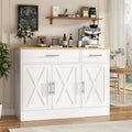 Vongrasig Coffee Bar Cabinet, Farmhouse Sideboard Buffet Cabinet with Storage, Coffee Bar with Drawers and Shelves, Wood Buffet Table for Kitchen, Dining Room, White