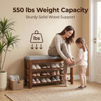 SolidWood Entryway Shoe Rack Storage Bench, Flip-Top Soft-Close Lid, 39.4'' | 550 lbs Max Load, Adjustable Shelves, Cushioned Entryway Shoe Organizer for Closet, Hallway, Foyer