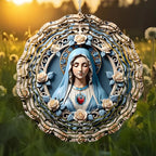 Sacred Heart of Mary - Wind Spinners 2026 New Wind Chimes for Outside 3D Metal Windmill Hanging Garden Decor for Yard and Garden Religious Christian Gifts for Women Mom Grandma (10 Inches)