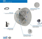 Schaefer Versa-Kool Air Greenhouse Circulation Fan - 12 Inch., 5,473 CFM, 1/3 HP, 115/230 Volt, Model# VK20