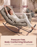 VASAGLE Outdoor Rocking Chair with Extendable Footrest, Removable Cushion | Papasan Chair, Outdoor Furniture, Heavy Duty Rocker, for Porch Patio Garden, Beige, TEOU Collection ULYY062LZ01V1