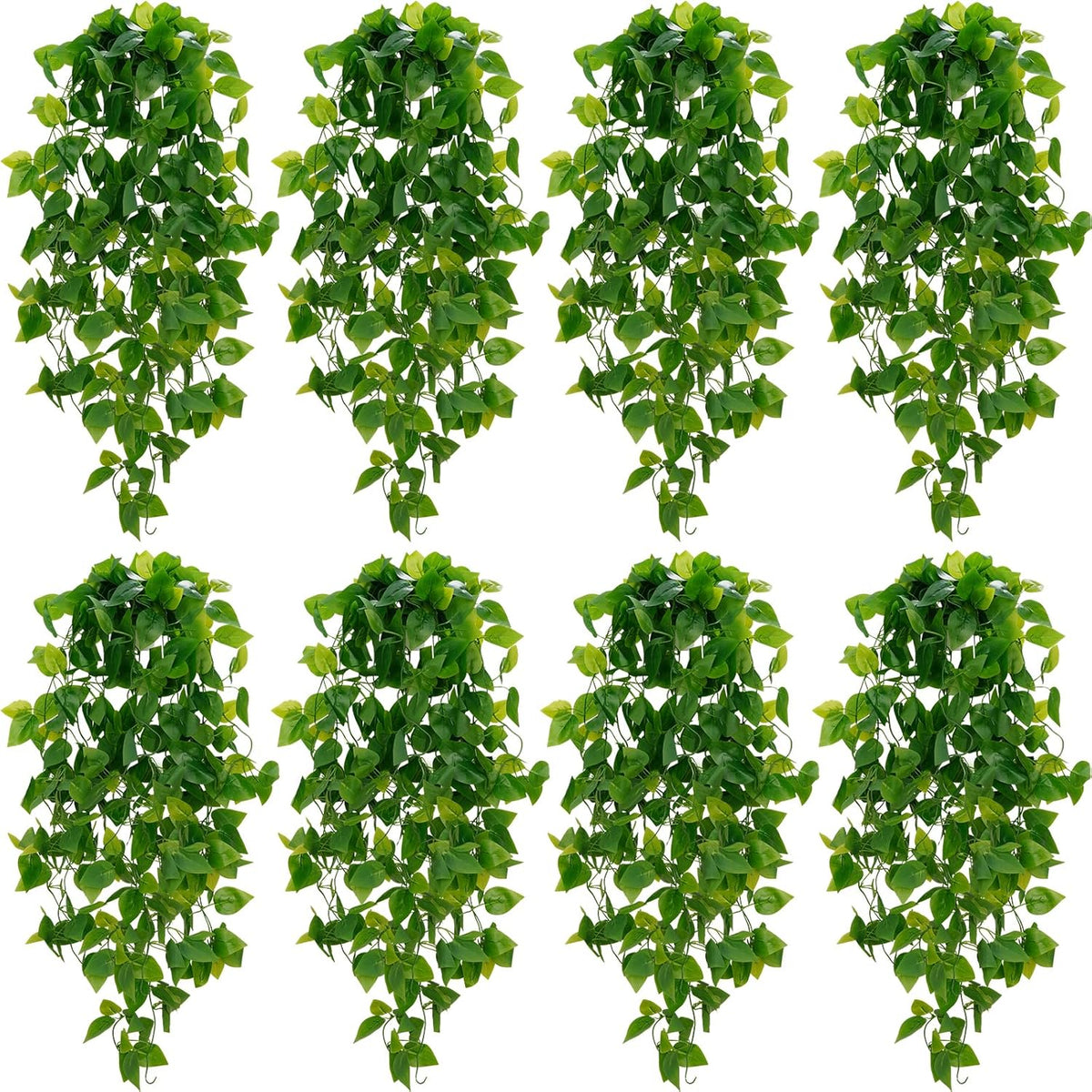 BLEUM CADE Fake Hanging Plants, 8pcs Artificial Hanging Plant, Faux Pothos Vines Hanging Plant Greenery for Wall Home Living Room Indoor Outdoor Decor (No Baskets)