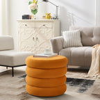 19.5 Inch Round Storage Ottoman, Modern Velvet Ottoman Coffee Table with Removable Top, Orange Vanity Stool with Storage for Bedroom, Living Room, Dorm, Set of 2