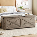 GarveeHome 47.2 in Storage Chest, Wooden Storage Bench with Safety Hinges, Easy Assembly, Large Shoe Bench for Entryway, Living Room, Bedroom