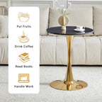 Round Dining Table, 23.6" Circle Tulip Table with Thickened Tabletop & Metal Pedestal, Mid Century Modern Bistro Table for Kitchen, Small Places, Living Room