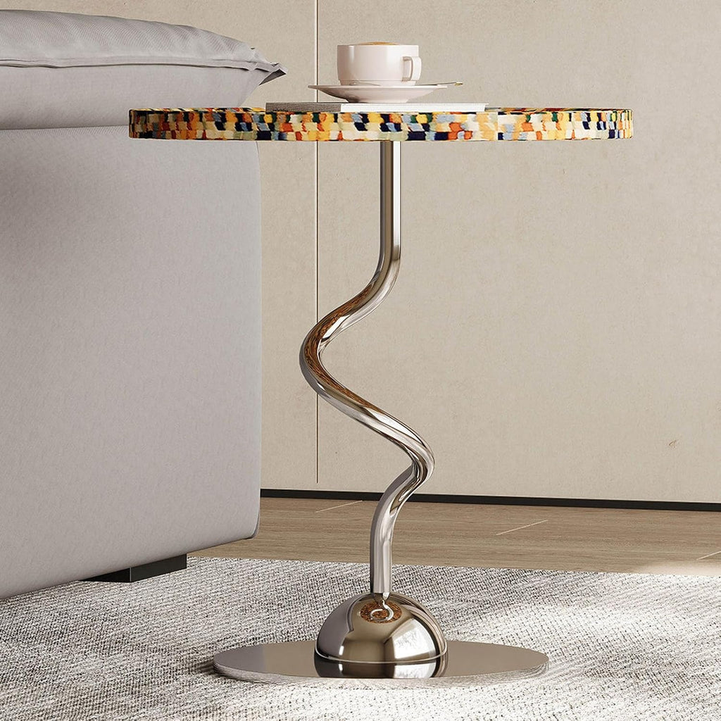 Bedside/Sofa Side Table – Shell-Style Accent Table (Suitable for Living Room, Balcony, or as a Coffee Table/Drum Stool)