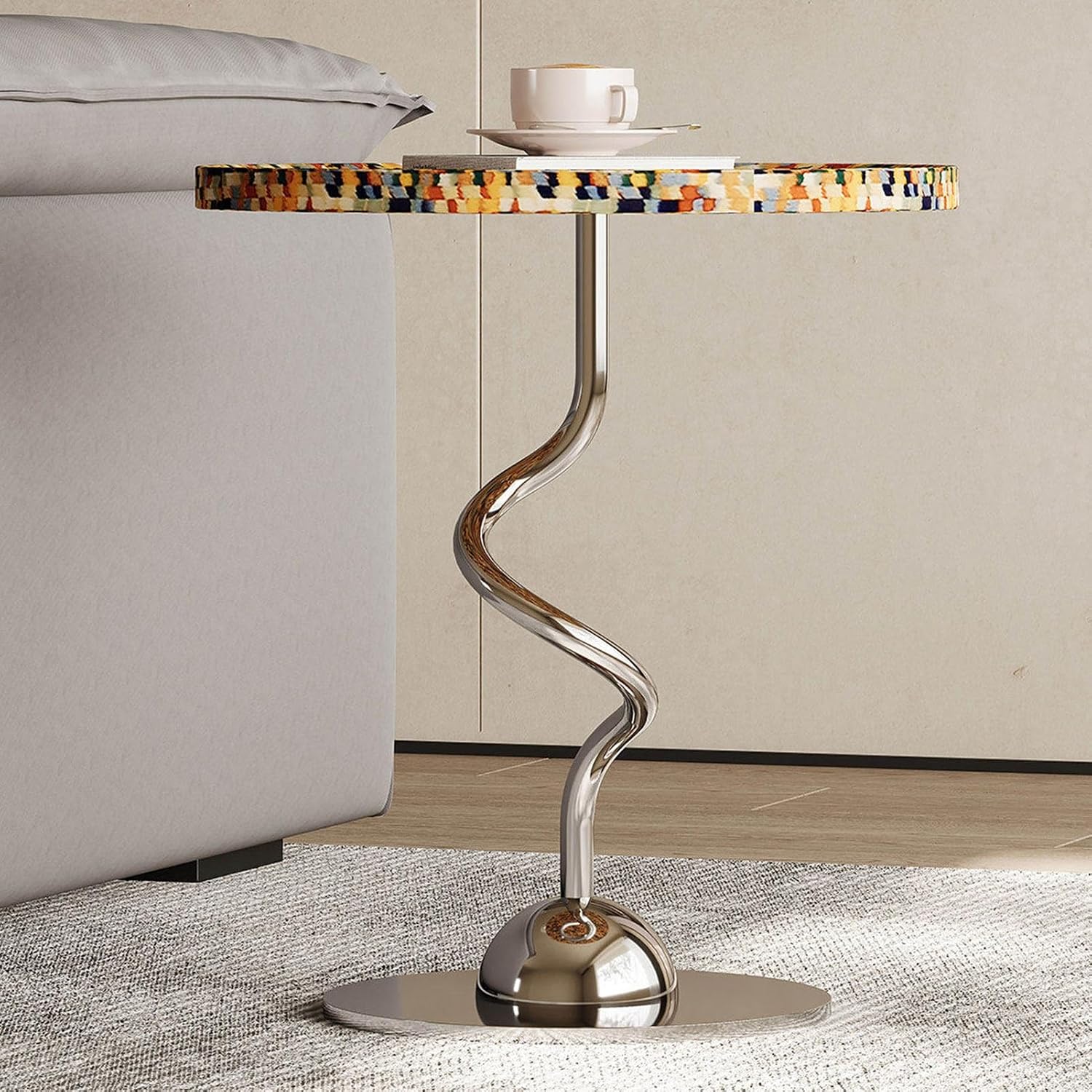 Bedside/Sofa Side Table – Shell-Style Accent Table (Suitable for Living Room, Balcony, or as a Coffee Table/Drum Stool)