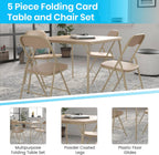 EMMA + OLIVER Tan Square Folding Card Table and Chairs Set for 4 Players | Lightweight, Easy Storage, Padded Top
