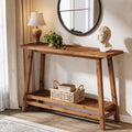 41.3" Farmhouse Console Table, Solid Wood Entryway Table with Storage Shelf, 2 Tiers of Narrow Behind Couch Sofa Furniture for Living Room, Hallway, Foyer, Easy Assembly
