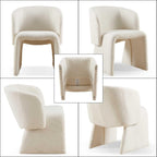 Homedot Dining Chair Upholstered Set of 4,Stylish Accent Barrel Side Chairs Cozy Sofa Chairs Teddy Velvet Comfortable Armchairs for Bedroom Reading Room Waiting Room Kitchen Dining Room