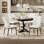 MALOL Modern Dining Chairs Set of 4, Upholstered Kitchen Chairs with High Back, Padded Fabric Dining Room Chair with Solid Wood Legs for Restaurant/Cafe/Home, Beige