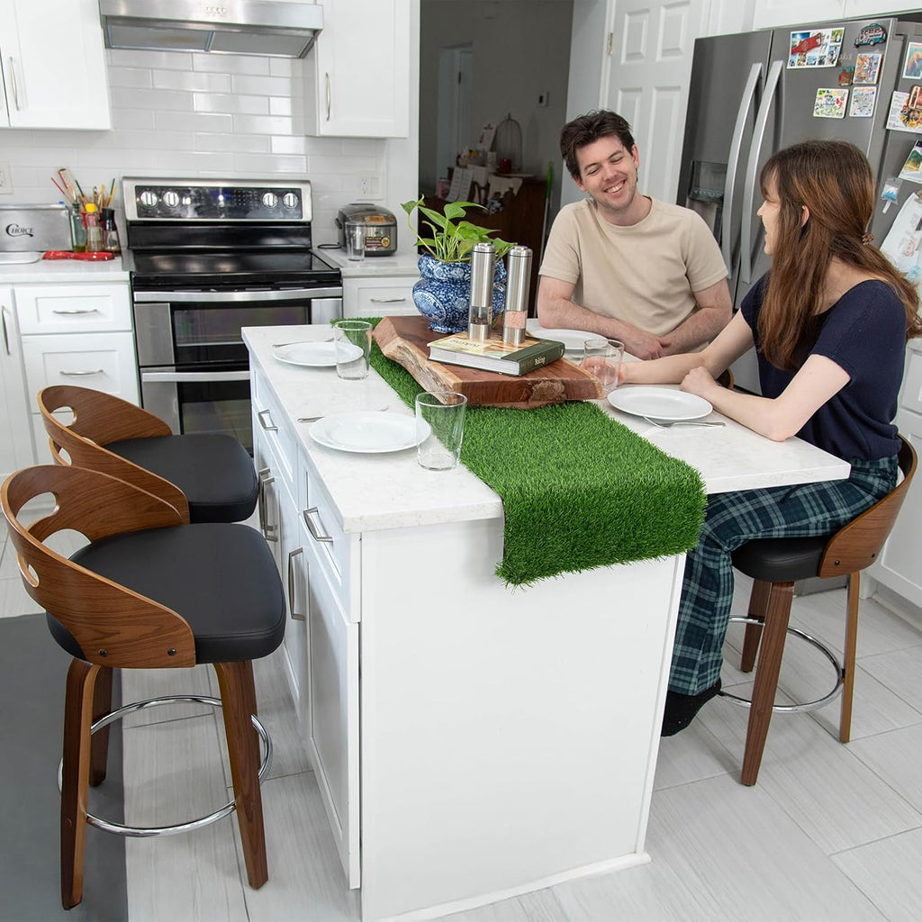 Counter Height Bar Stools, Mid Century Counter Stools with Walnut Finish | Natural Bentwood Frame, Easy-Grip Handle,Low Back, Upholstered Faux Leather, Kitchen Counter Stools for Kitchen, Pub, Cafe