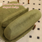 KEIKI Cute Comfy Accent Chair with Solid Wood Legs, Velvet Upholstered Single Sofa Chair for Living Room, Bedroom, Balcony or Waiting Room, Cozy Armless Cloud Chair Design, Green