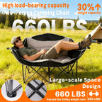 Double Camping Chair 2 Person Oversized Heavy Duty Padded Outdoor Folding Loveseat with Dual Cup Holders for Lawn Beach