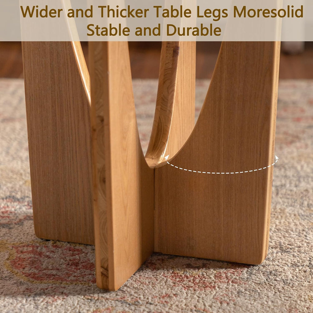 Wood Side Table, Modern Round End Table with Curved Leg, Mid-Century 24.80" Bedside Table for Living Room Bedroom Office